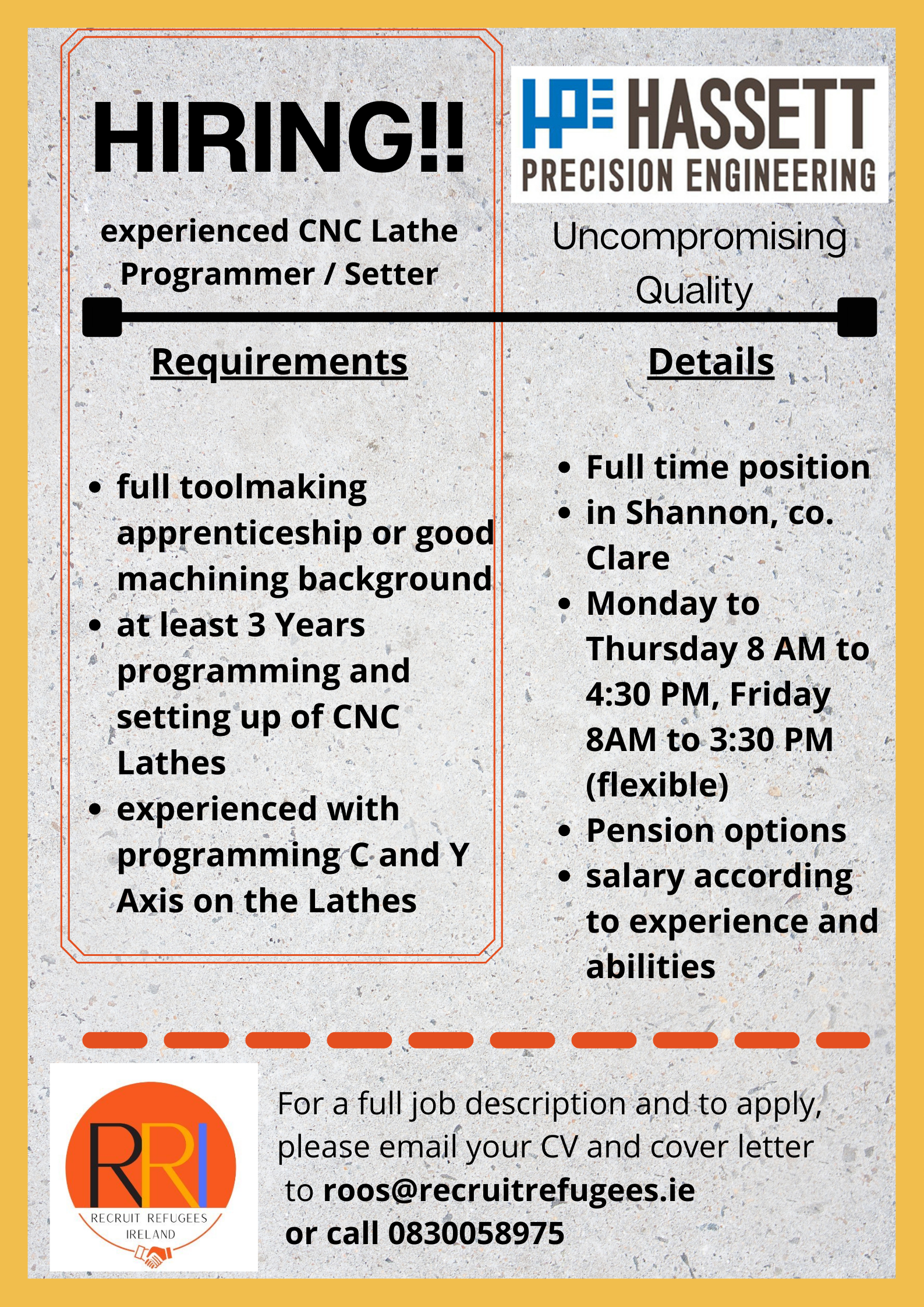 Job Offer for CNC Lathes setter